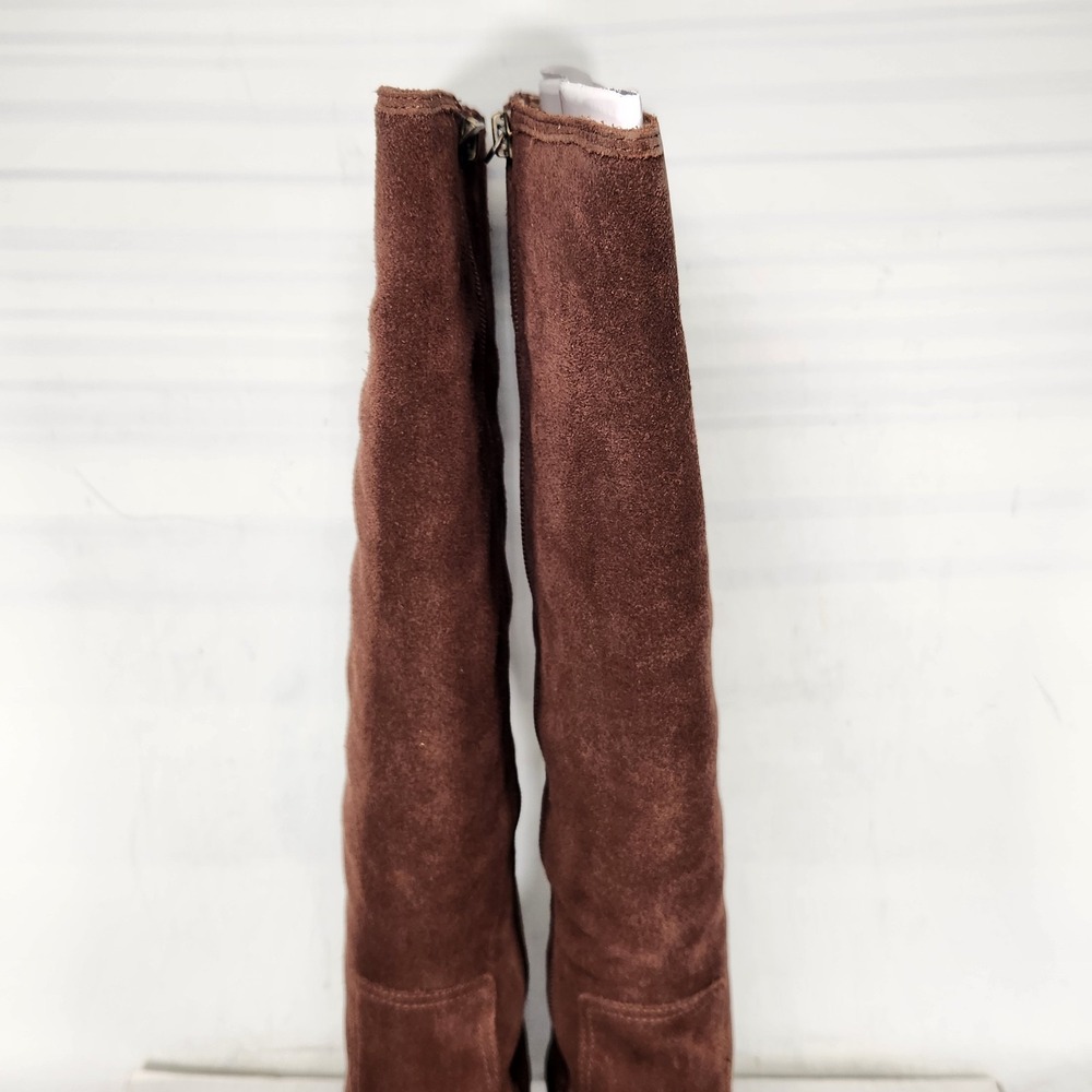Vionic Sonora Tall Boots Women Size 8 Coffee Suede Wide Calf Block Heel - Picture 5 of 11